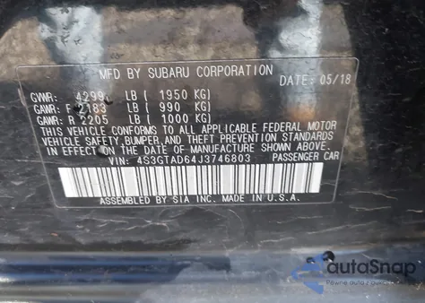 2018 Subaru Impreza 2.0I Premium z USA, uszkodzony, nr VIN 4S3GTAD64J3746803